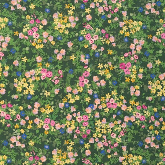SINGER Bright Floral on Green Cotton Fabric